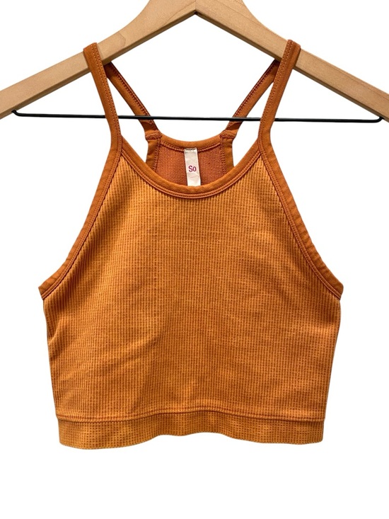 SO Tops - SO Women’s Cropped Seamless Ribbed Tank in Rust Orange Size Small